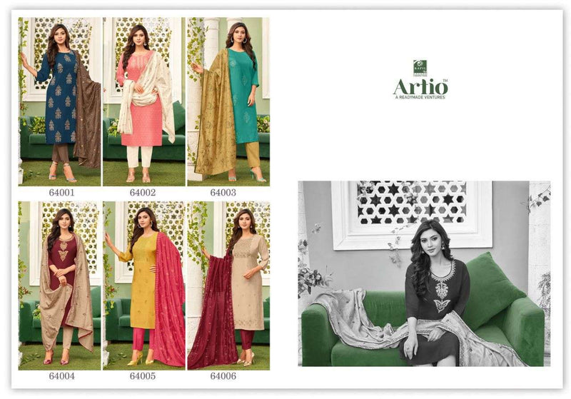 Artio Seona Silk Top With Bottom And Dupatta 3psc Set