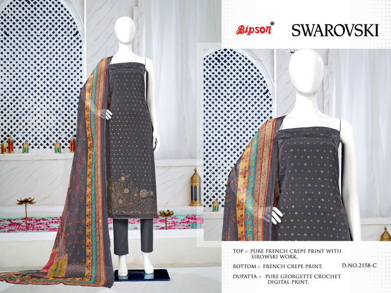 Bipson Swarovski 2156-2158 Premium Designer Work Unstitch Salwar Kameez With Digital Dupatta