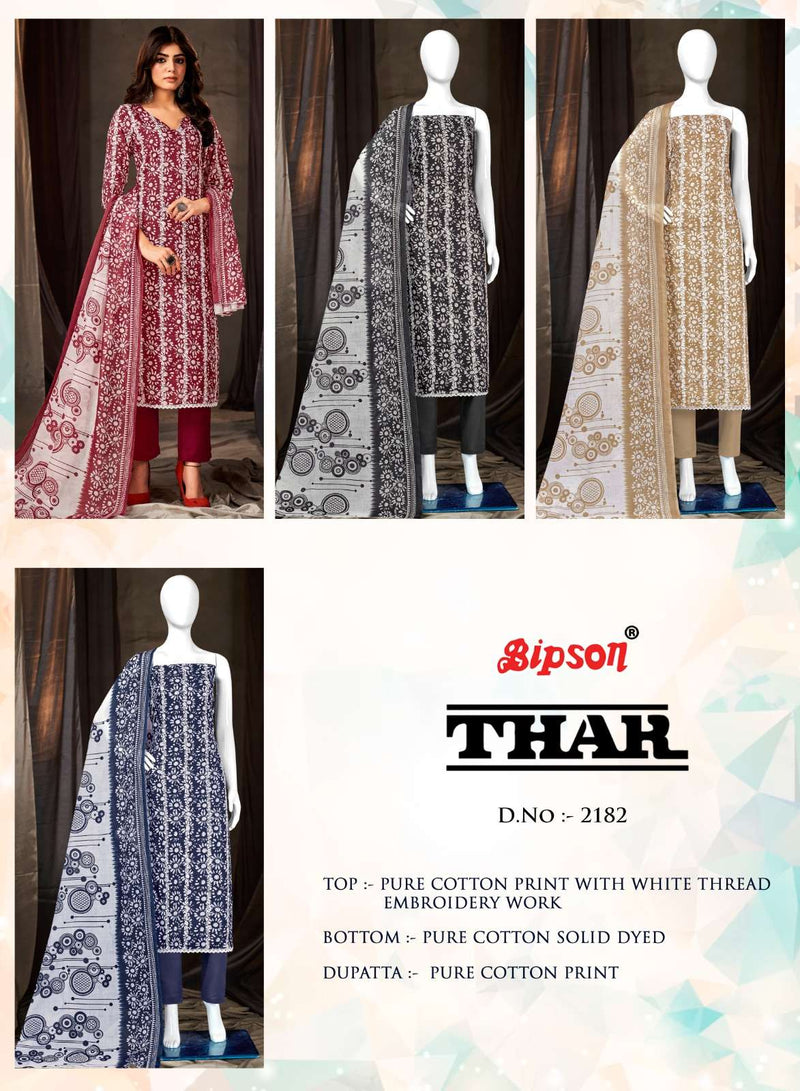 Bipson Thar 2182 Amazing White Thread Work Salwar Kameez Material