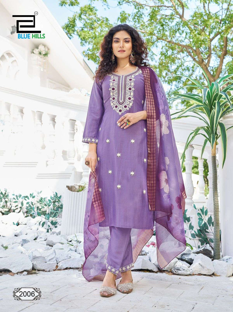 Blue Hills  Skyline Vol 20 Chinon Silk Festiv Wear Kurti Pant Dupatta Set