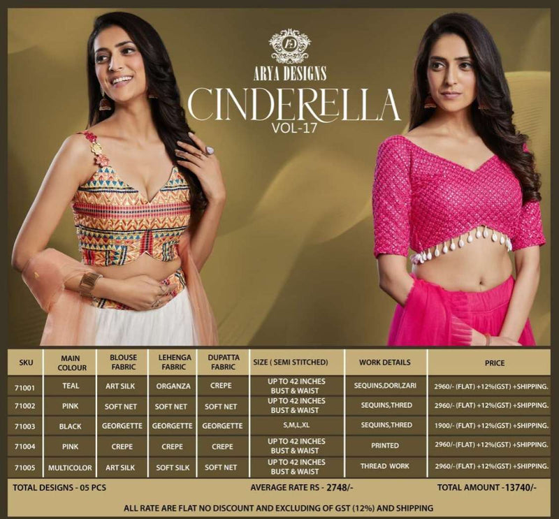 Cinderella Vol 17 By Arya Beautiful Designer Work Semistitch Lehenga Choli Collection