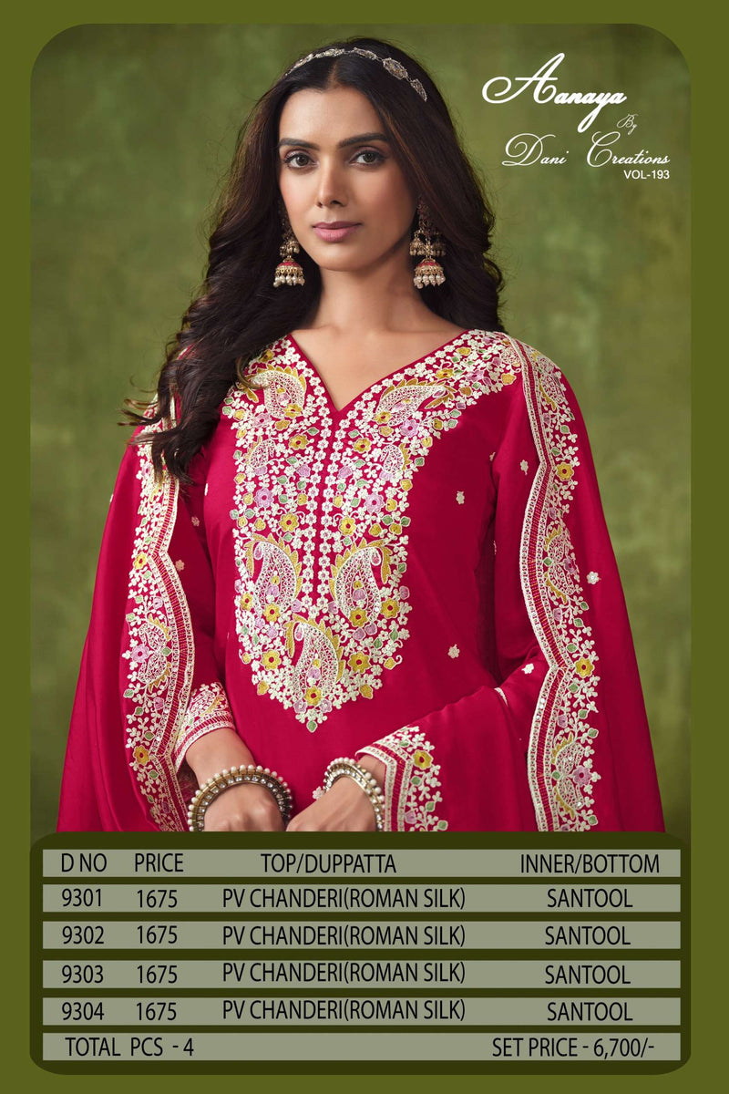 Dani Creation Aanaya 9300 Series Chanderi Silk Heavy Designer Party Wear Suit