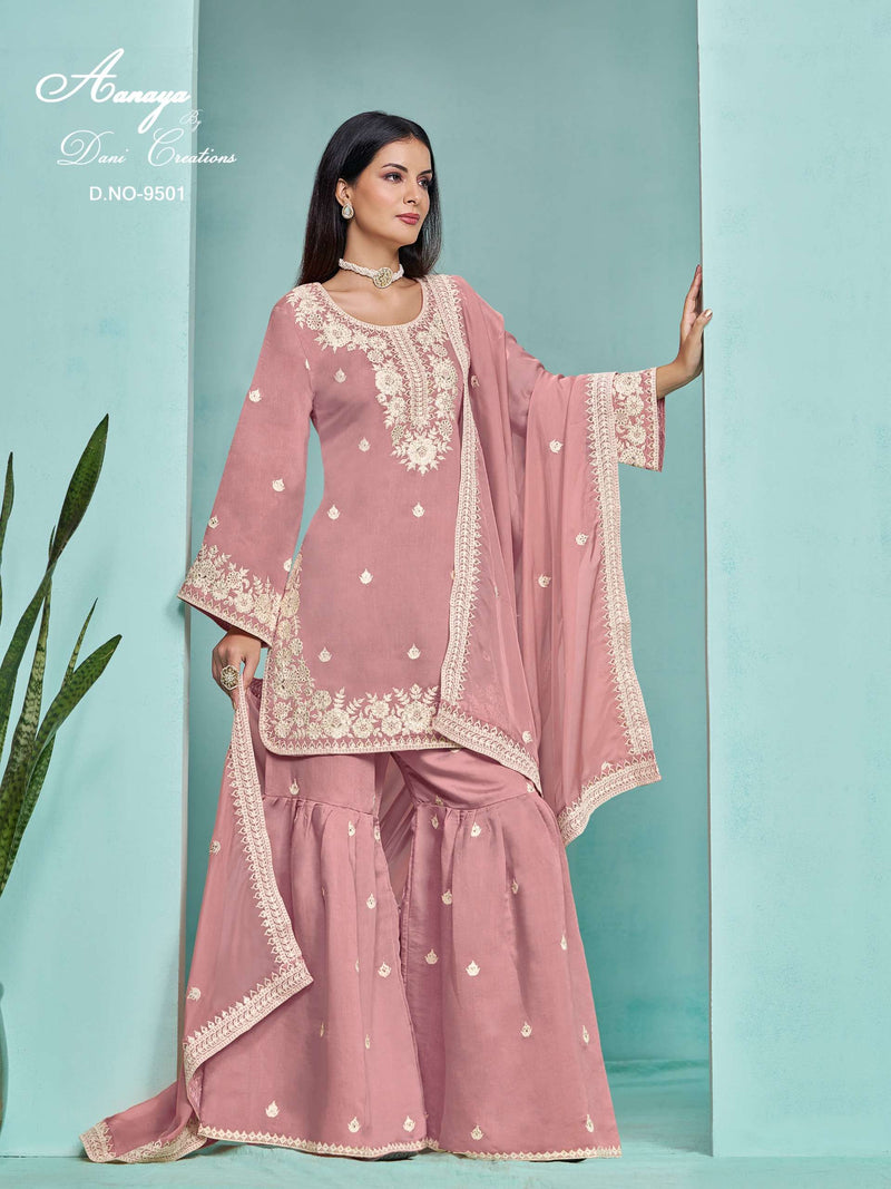 Dani Creation Aanaya 9500 Series Chanderi Designer Festival Wear Sharara Suit