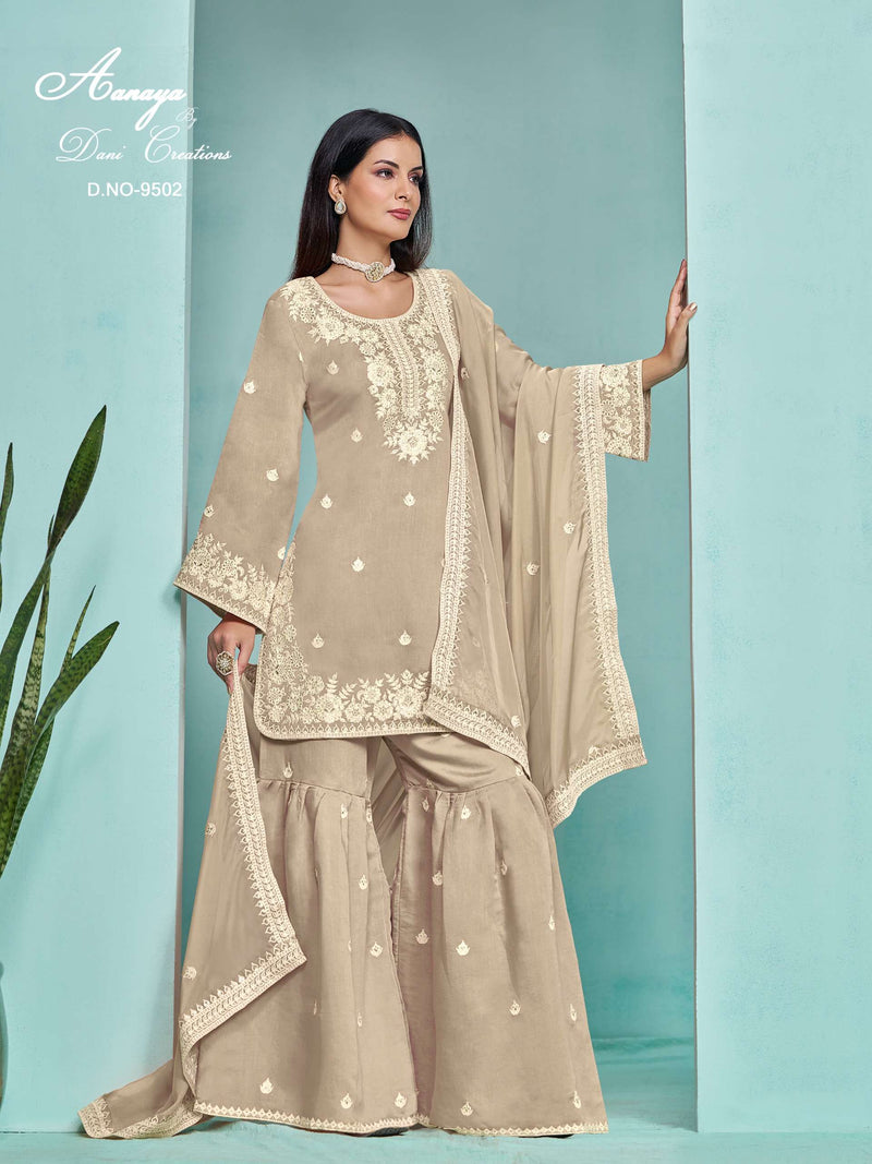 Dani Creation Aanaya 9500 Series Chanderi Designer Festival Wear Sharara Suit