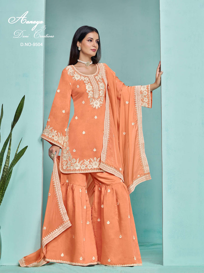 Dani Creation Aanaya 9500 Series Chanderi Designer Festival Wear Sharara Suit