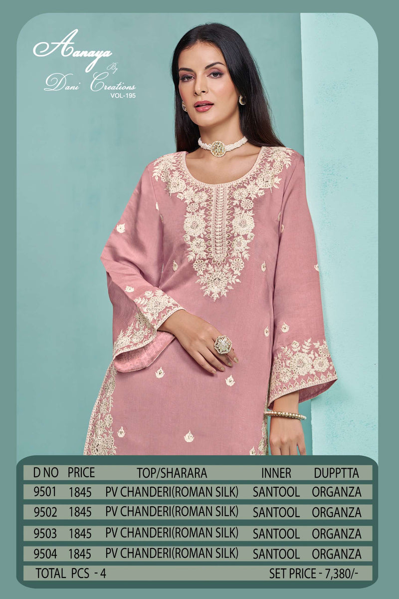 Dani Creation Aanaya 9500 Series Chanderi Designer Festival Wear Sharara Suit