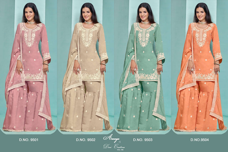 Dani Creation Aanaya 9500 Series Chanderi Designer Festival Wear Sharara Suit