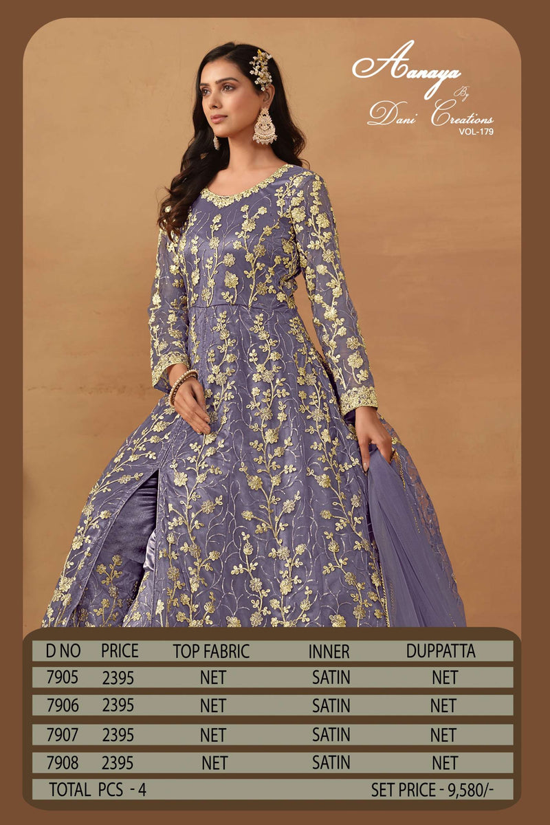 Dani Creation Aanaya Vol 179 Net Semi Stitched Designer Party Wear Gown Dress