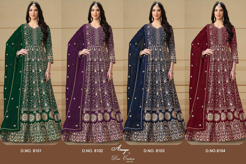 Dani Creation Aanaya Vol 181 Fox Georgette Heavy Designer Semi Stitched Party Wear Gown
