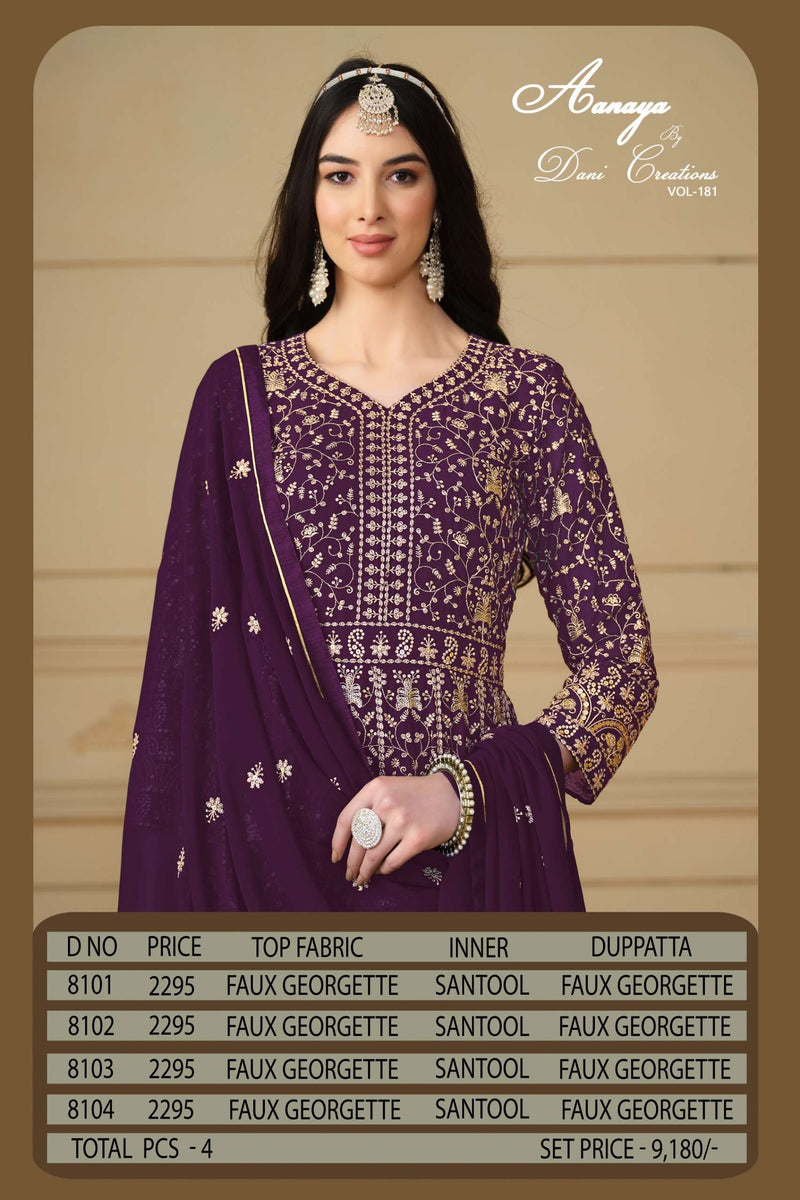 Dani Creation Aanaya Vol 181 Fox Georgette Heavy Designer Semi Stitched Party Wear Gown