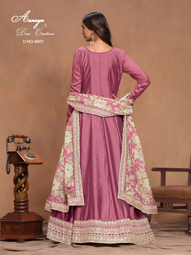 Dani Creation Aanaya Vol 198 Art Silk Designer Wedding Wear Anarkali Gown Dupatta Set