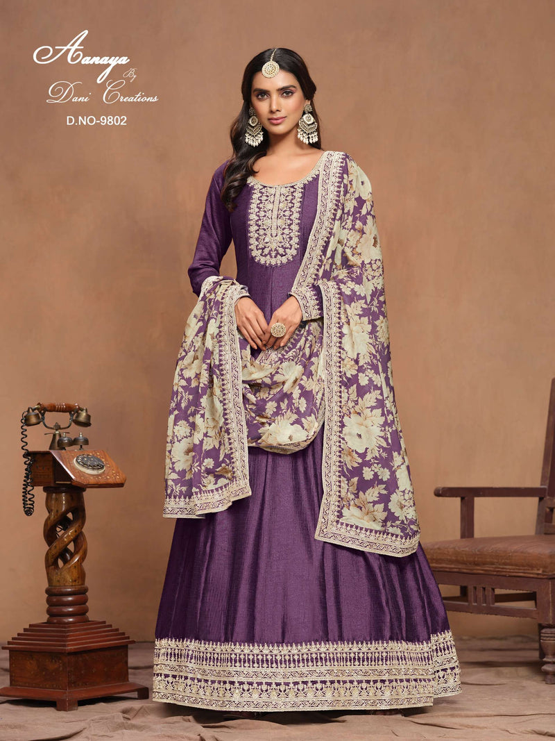 Dani Creation Aanaya Vol 198 Art Silk Designer Wedding Wear Anarkali Gown Dupatta Set