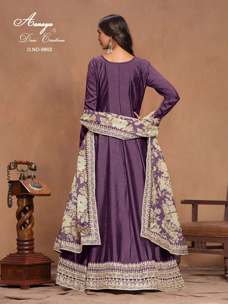 Dani Creation Aanaya Vol 198 Art Silk Designer Wedding Wear Anarkali Gown Dupatta Set
