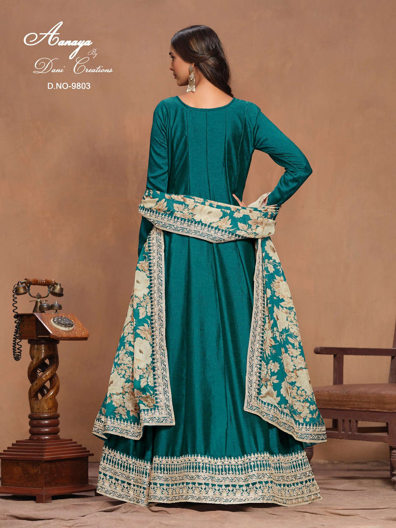 Dani Creation Aanaya Vol 198 Art Silk Designer Wedding Wear Anarkali Gown Dupatta Set