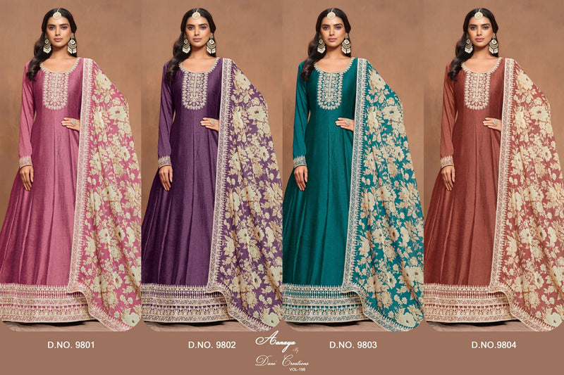 Dani Creation Aanaya Vol 198 Art Silk Designer Wedding Wear Anarkali Gown Dupatta Set