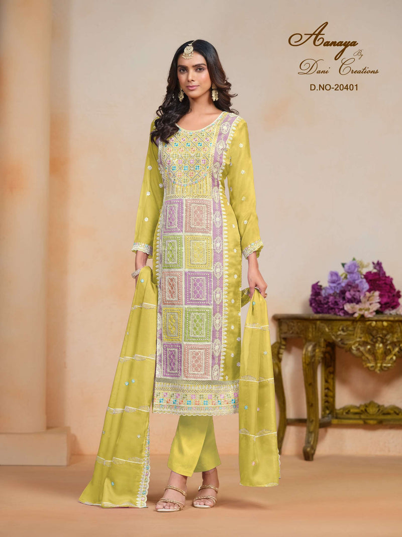 Dani Creation Aanaya Vol 204 Organza Designer Party Wear Suit