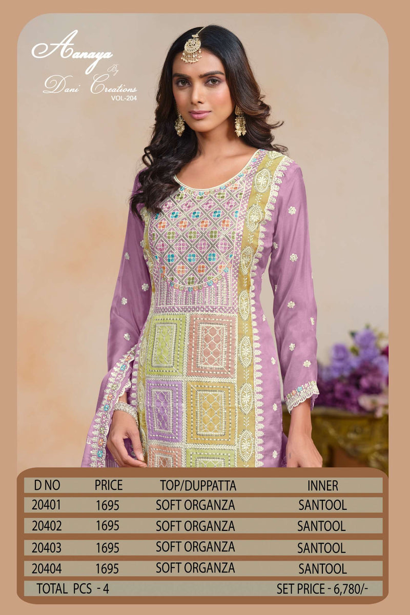 Dani Creation Aanaya Vol 204 Organza Designer Party Wear Suit