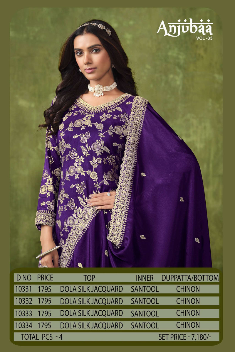 Dani Creation Anjubaa Vol 33 Silk Jacquard Heavy Designer Unstiched Party Wear Suit
