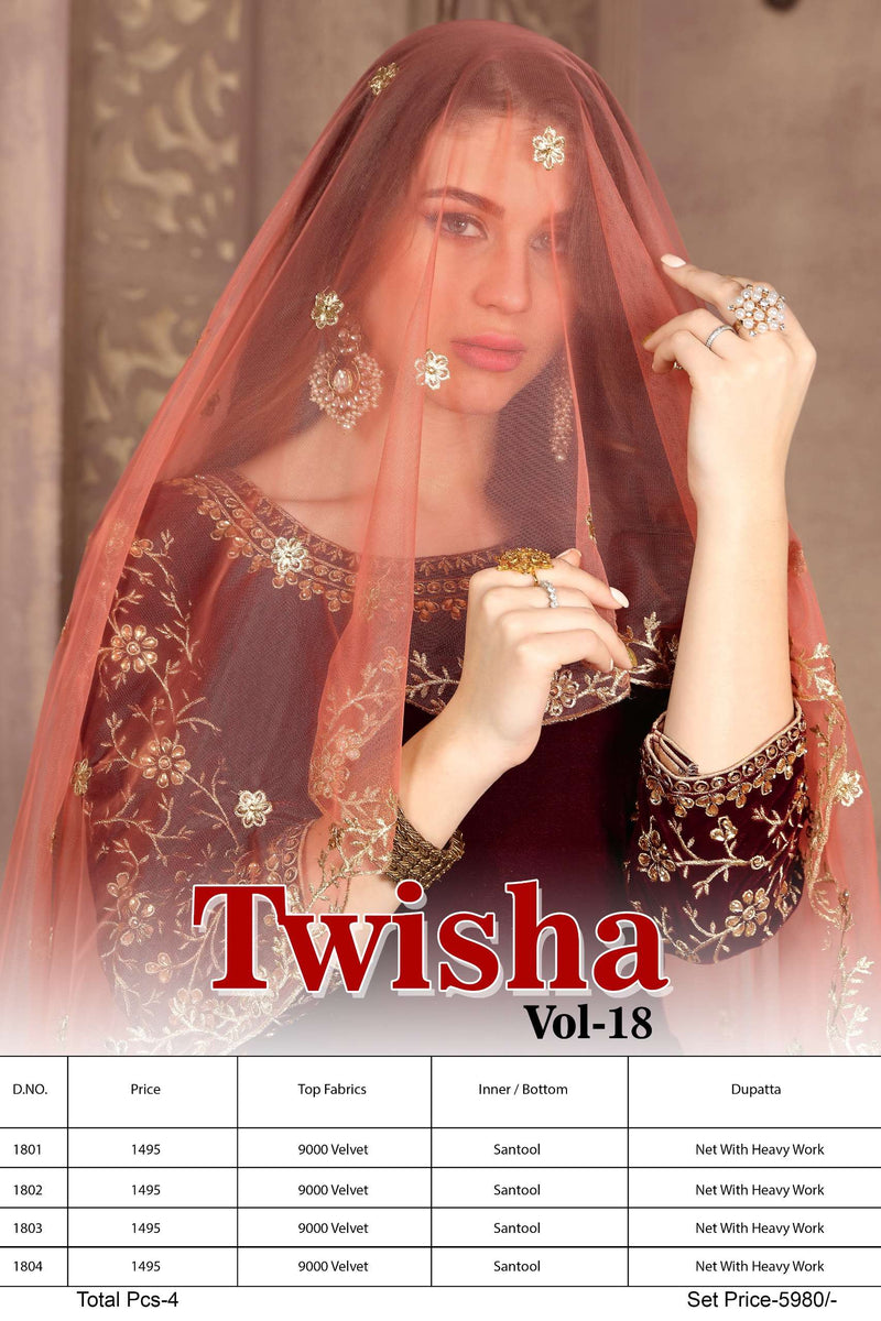Dani Creation Twisha Vol 18 Velvet Semi Stitched Party Wear Designer Suit
