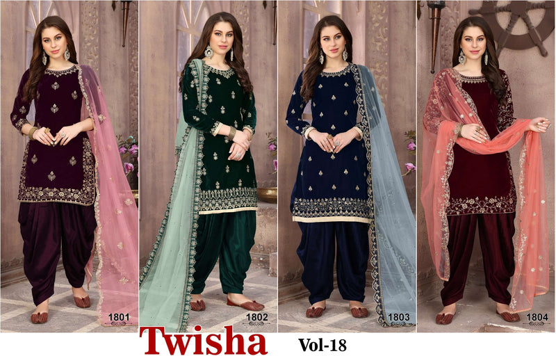 Dani Creation Twisha Vol 18 Velvet Semi Stitched Party Wear Designer Suit