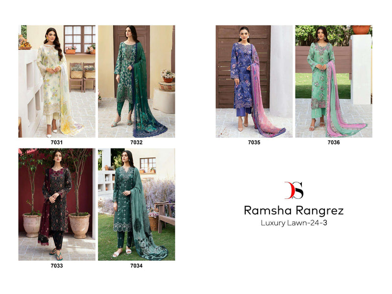 Deepsy Suits Ramsha Rungrez Luxury Lawn 24 Vol 3 Cotton Semi Stitched Casual Wear Kurti Set