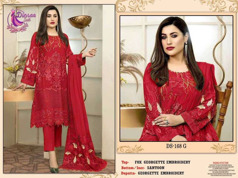 Dinsaa 168 Efgh Georgette Work Pakistani Fancy Dress Materials