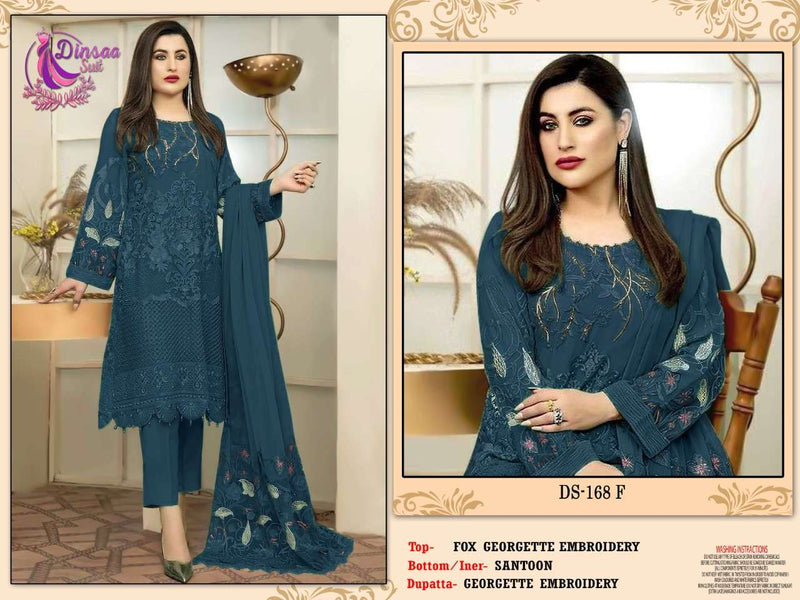 Dinsaa 168 Efgh Georgette Work Pakistani Fancy Dress Materials