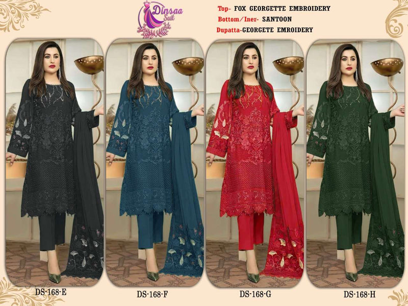Dinsaa 168 Efgh Georgette Work Pakistani Fancy Dress Materials