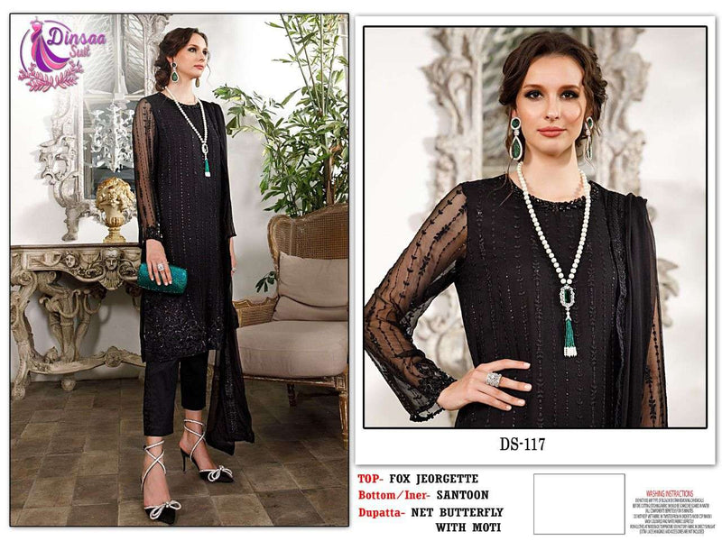 Dinsaa Maria B Black D 117 Singel Design Pakistani Suit