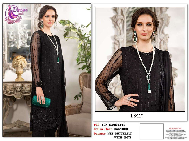 Dinsaa Maria B Black D 117 Singel Design Pakistani Suit