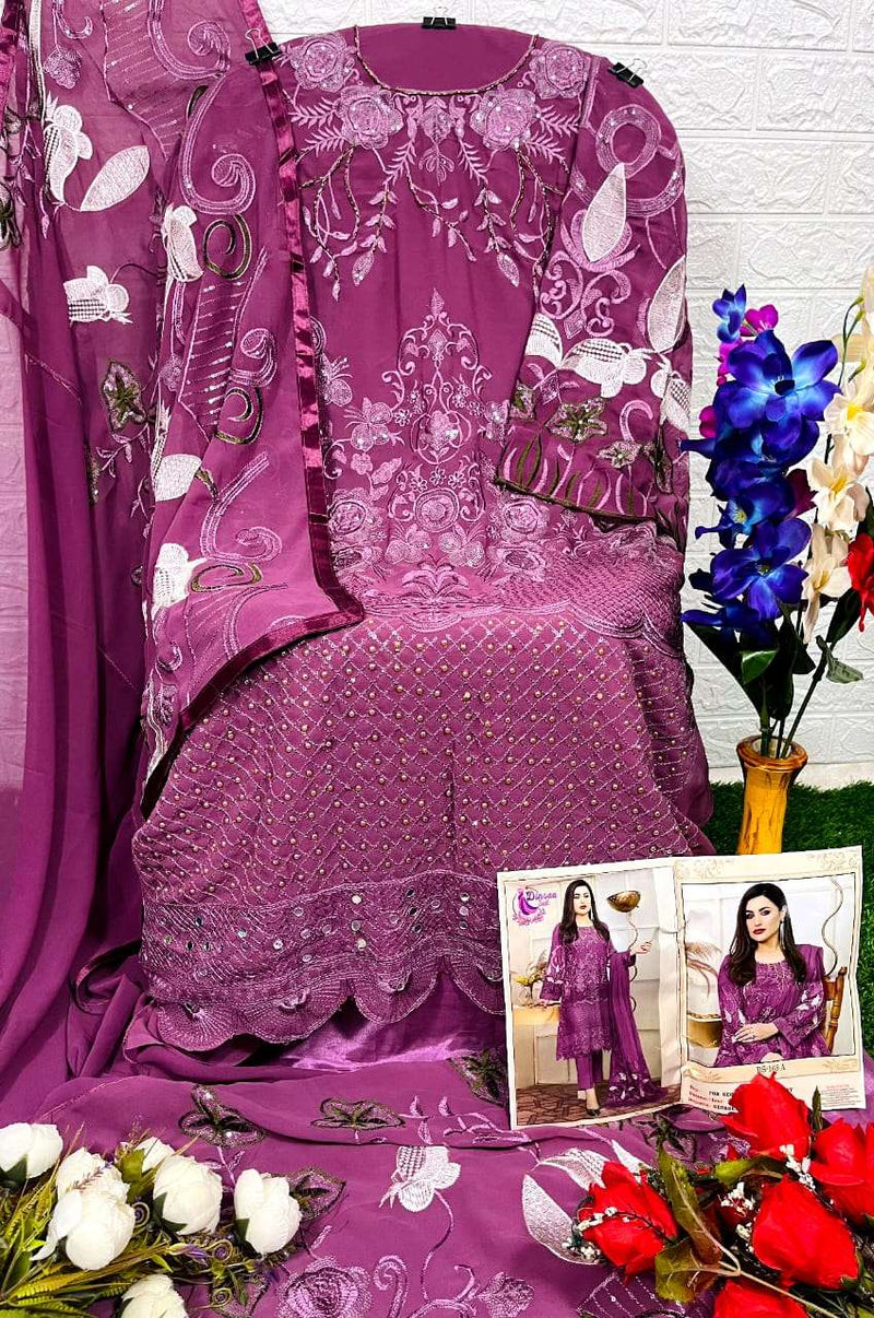 Dinsaa Suit 168 Georgette Khatli Work Pakistani Dress Materials