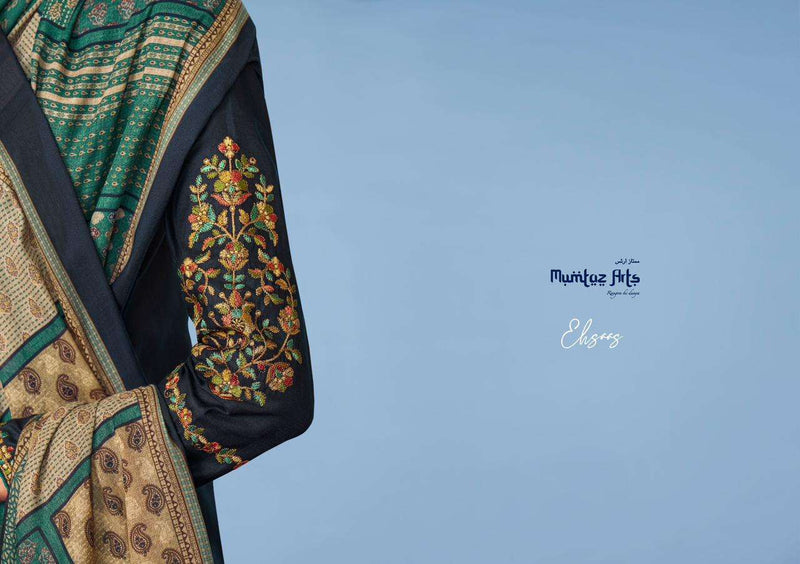 Mumtaz Arts Ehsaas Pure Jam Satin With Embroidery Work Pakistani Suit