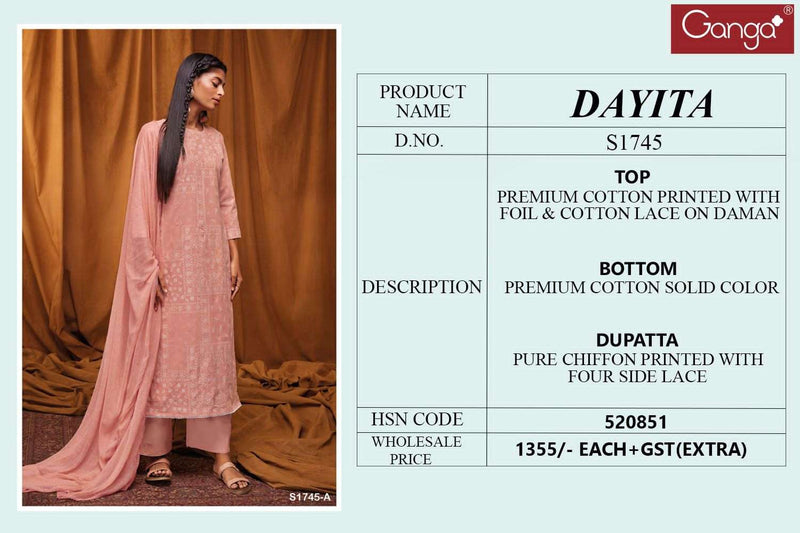 Ganga Dayita 1745 foil printed adorable salwar kameez