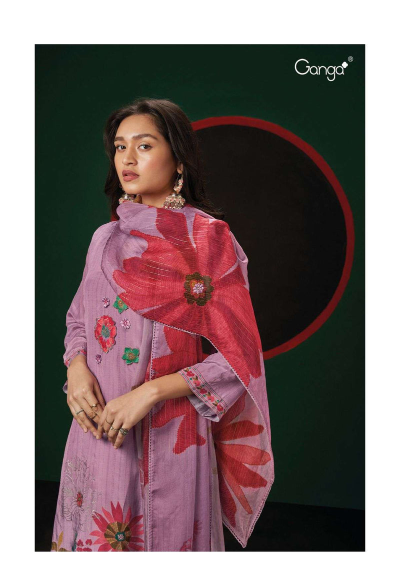 Ganga Fashion Feble 2053 Bemberg Silk Embroidery Patch Designer Salwar Kameez