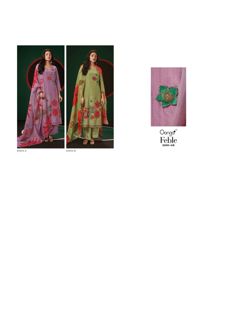 Ganga Fashion Feble 2053 Bemberg Silk Embroidery Patch Designer Salwar Kameez