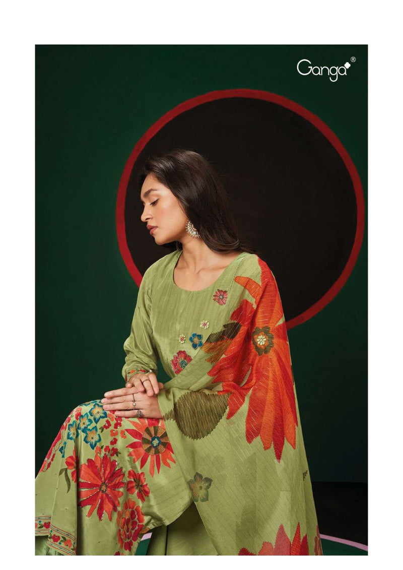 Ganga Fashion Feble 2053 Bemberg Silk Embroidery Patch Designer Salwar Kameez