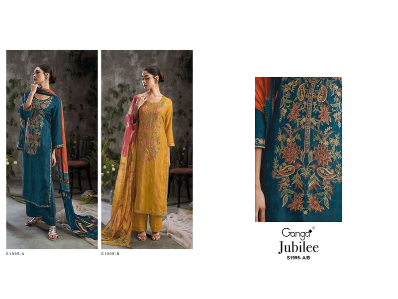 Ganga Jubilee 1995 Premium Silk Printed With Work Salwar Suits Collection