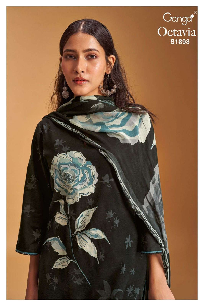 Ganga Octavia 1898 Fancy Cotton Casual Dress Material With Chiffon Printed Dupatta