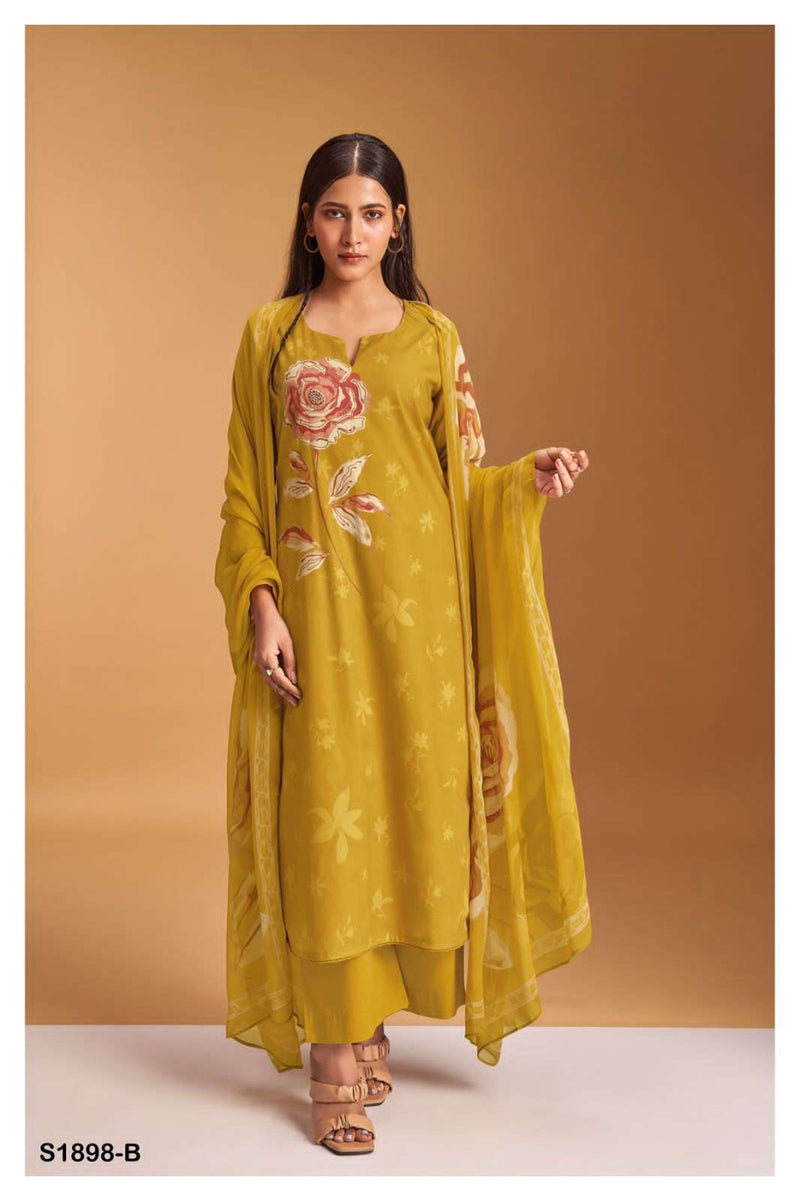 Ganga Octavia 1898 Fancy Cotton Casual Dress Material With Chiffon Printed Dupatta