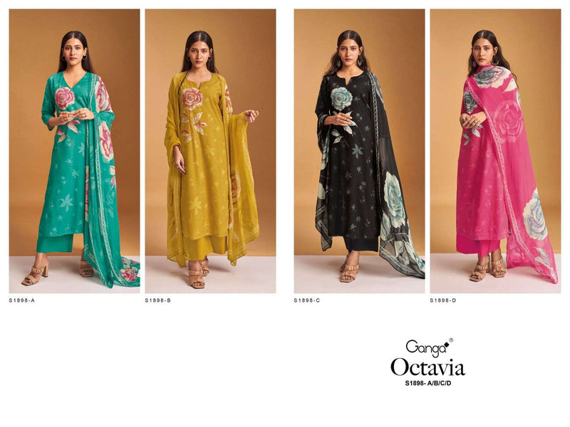 Ganga Octavia 1898 Fancy Cotton Casual Dress Material With Chiffon Printed Dupatta