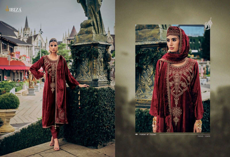 Ibiza Suit Pink Velvet Viscose Velvet With Embroidery Work Pakistani Suits