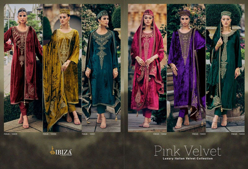 Ibiza Suit Pink Velvet Viscose Velvet With Embroidery Work Pakistani Suits