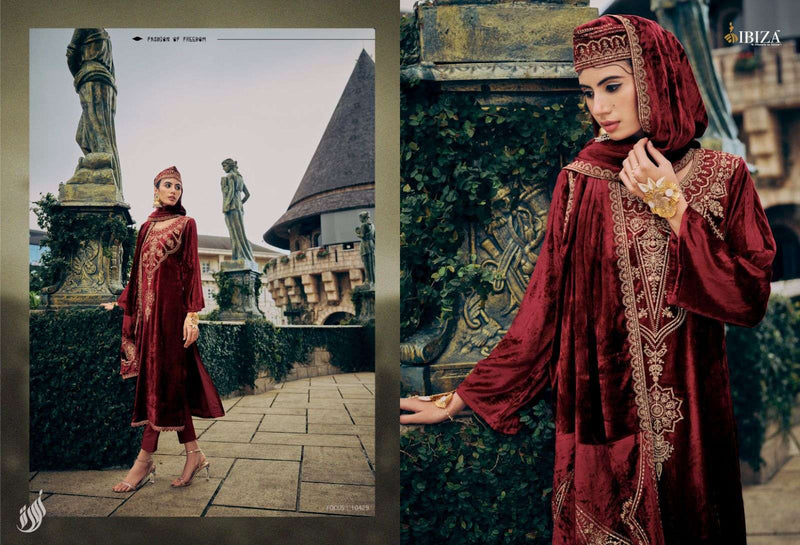 Ibiza Suit Pink Velvet Viscose Velvet With Embroidery Work Pakistani Suits