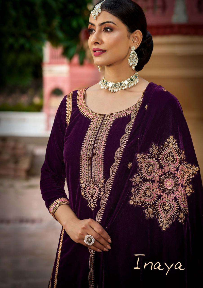 Sargam Prints Inaya Velvet With Heavy Embroidery Work Pakistani Suit Collection