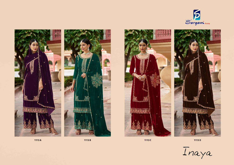 Sargam Prints Inaya Velvet With Heavy Embroidery Work Pakistani Suit Collection