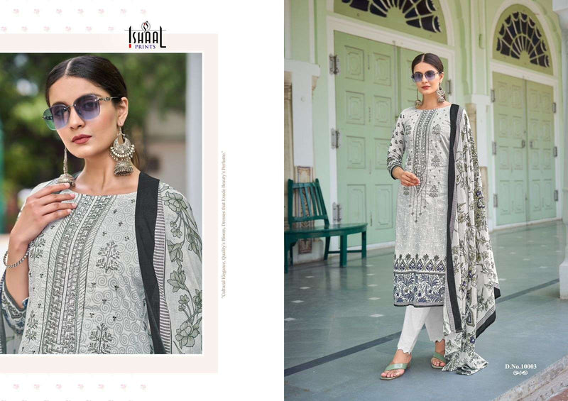 Ishaal Prints Embroidered Vol 10 Lawn Cotton Embroidered Self Work Designer Salwar Suit