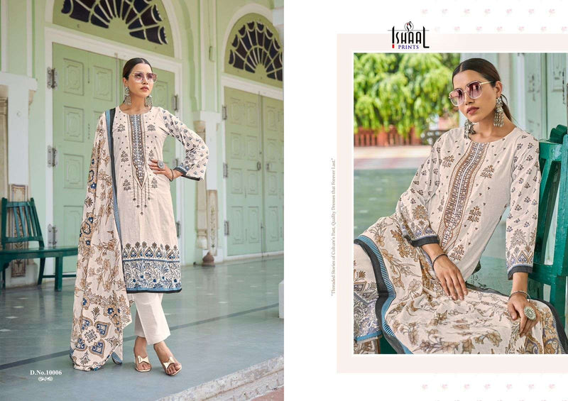 Ishaal Prints Embroidered Vol 10 Lawn Cotton Embroidered Self Work Designer Salwar Suit