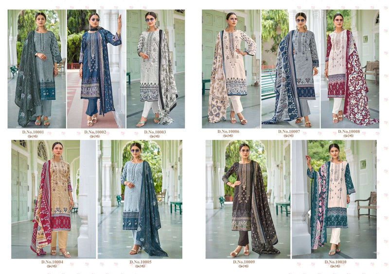 Ishaal Prints Embroidered Vol 10 Lawn Cotton Embroidered Self Work Designer Salwar Suit