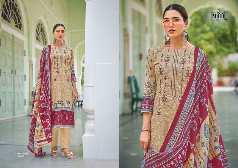 Ishaal Prints Embroidered Vol 10 Lawn Cotton Embroidered Self Work Designer Salwar Suit