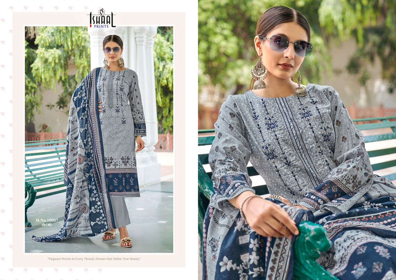 Ishaal Prints Embroidered Vol 10 Lawn Cotton Embroidered Self Work Designer Salwar Suit